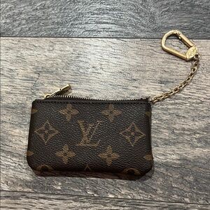 Louis Vuitton Brown Monogram Canvas Key Pouch with Gold Chain